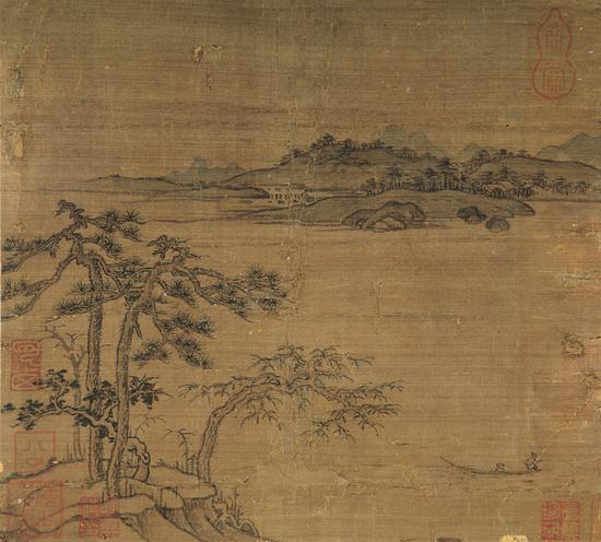 元末 佚名 江中垂钓图