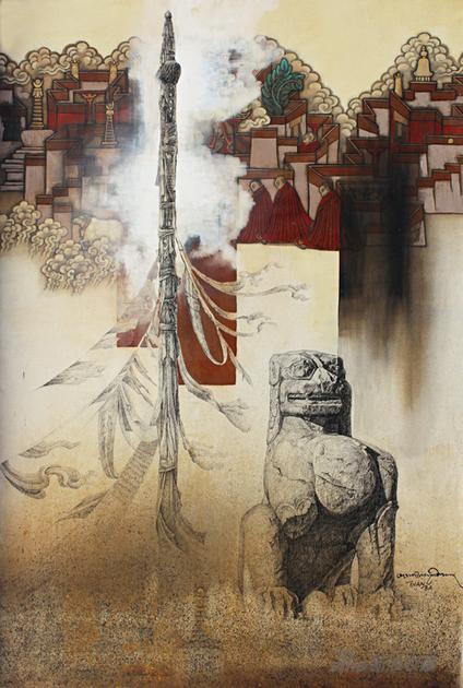 边巴 《景象》 146x97cm 2013年 布面重彩