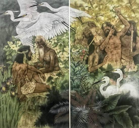 洪健(上海)《神农尝百草》173×187cm