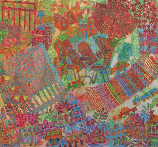肖天艺 窗外 2017 布面油画 65x70cm
