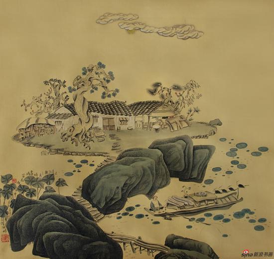 方学晓作品《正是江南三月时》68.7x73.5cm 1988年
