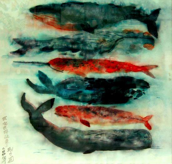刘力国 我把世界改变了(水彩80X80cm2011年)