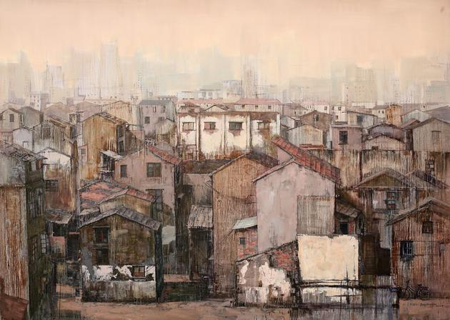 城市。风景 210x150cm 布面油画