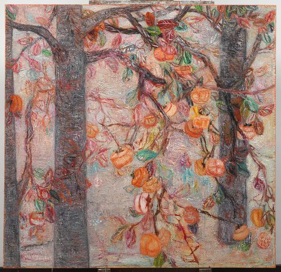 36《柿子树的练习》贾涤非 150cm×145cm 布面油画 2014年