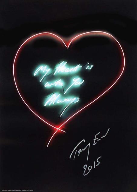 翠西 艾敏 My Heart is with You, Always 70 x 50 彩印海拔,签名 Tracey Emin