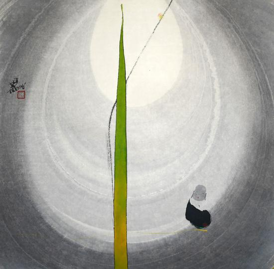 藕风轻 作品材质:纸本水墨 作品尺寸:50×50cm 创作年代:2018年