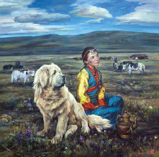 秋日之语 作者:林跃 规格:160×160cm 品类:油画