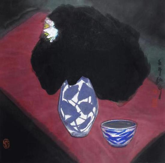 △310 周韶华《醉墨痴情》 尺寸:68×68cm 约4.2平 纸本 镜心