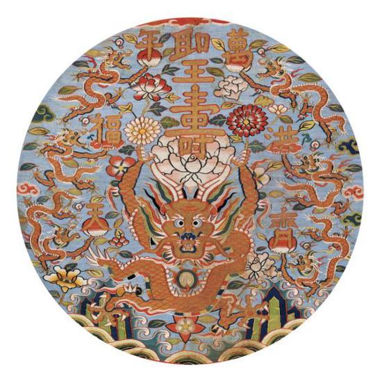 (宋代罕见顶级缂丝《圣寿万年 洪福齐天》图 尺寸:直径36厘米)
