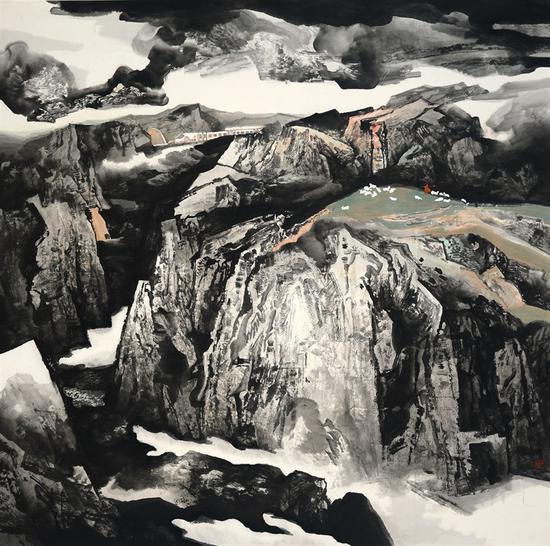 任广彬《高铁修到我家乡》200cm×200cm 2018年