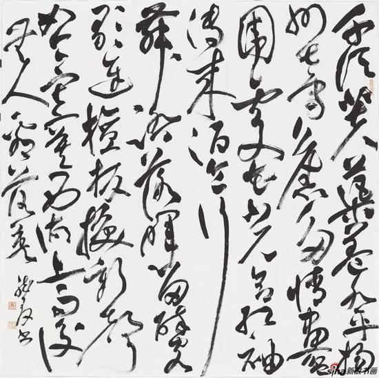 欧阳修《答通判吕太博》,草书,纸本,124×124cm,2018年