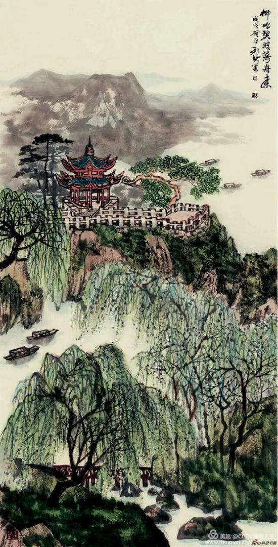 《吻碧波荡舟来》 137cm×70cm 彭利铭