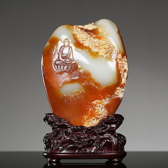 苏然 和田玉籽料云水禅心摆件 13.2×10.1×4.3cm 869g