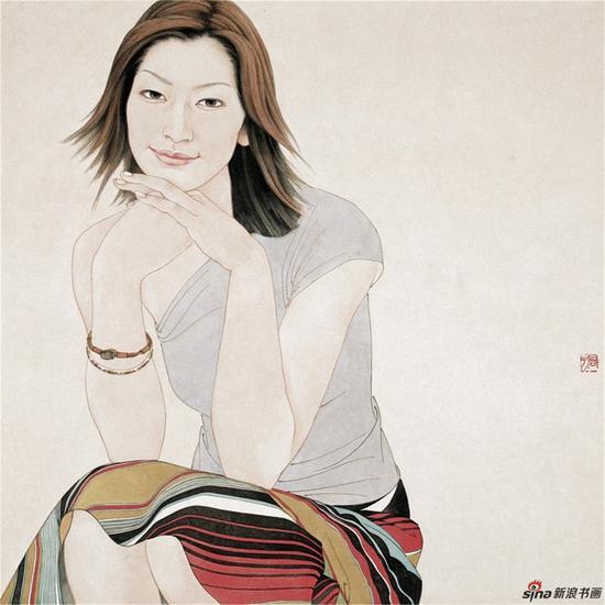 高云上拍作品之二《伊人》90X90cm 收录《高云画集》并多次参展出版