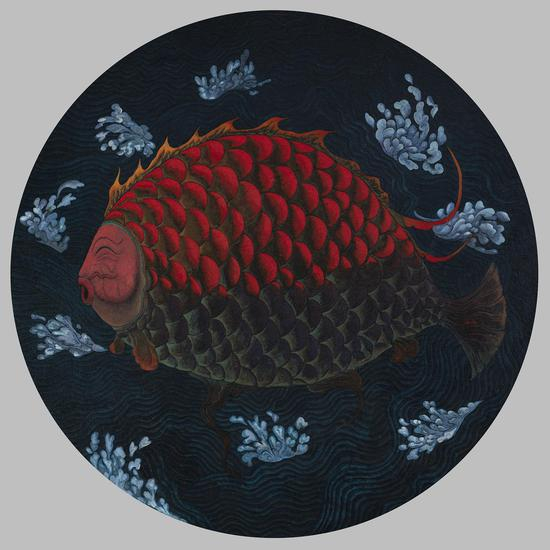 赤鱬鱼,120x120cm,布面丙烯,2020年