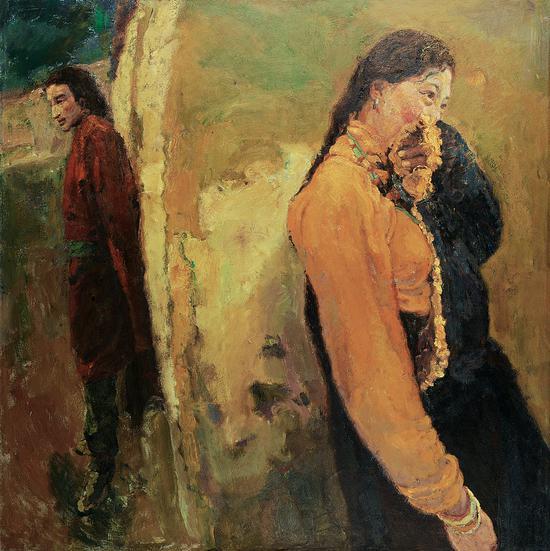 陈逸飞 西藏的男人和女人 布面油画 150×150 cm 2002