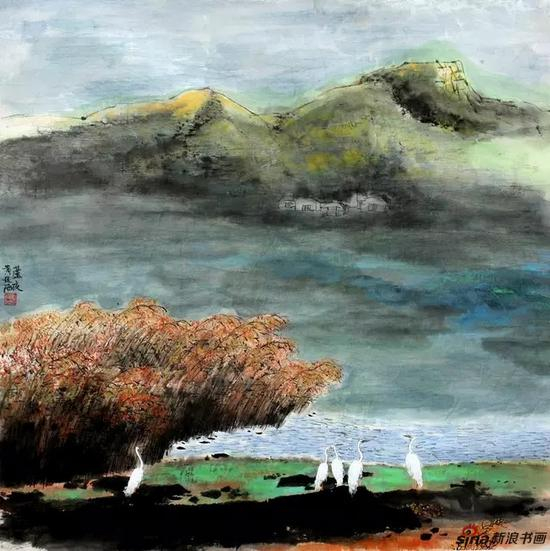 黄廷海芦夜 69x69cm