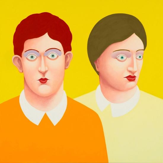 尼古拉斯·帕蒂 《双人肖像》 ,2016年作 粉彩 画布,140 x 140.3 厘米 估价:6,000,000 - 8,000,000港元
