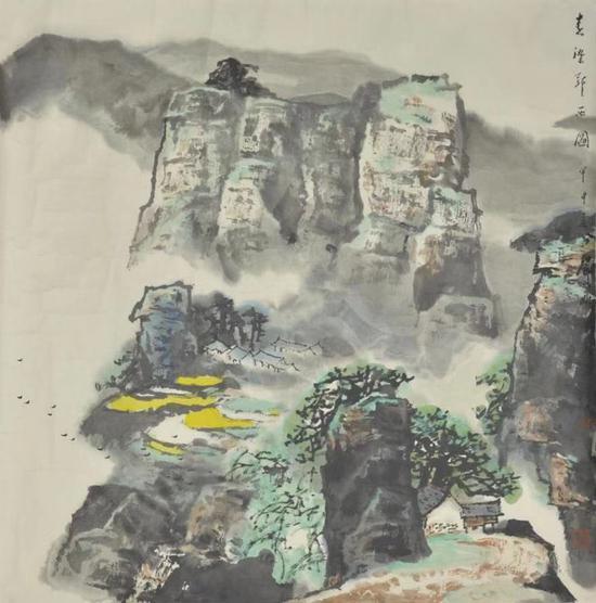 △312 邵声朗《春染鄂西图》 尺寸:68×68cm 约4.2平 纸本 镜心