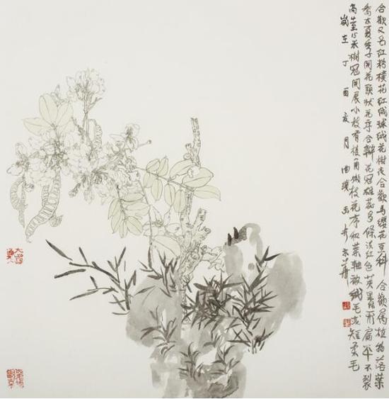 《合欢花》 68cm×68cm 2017 年
