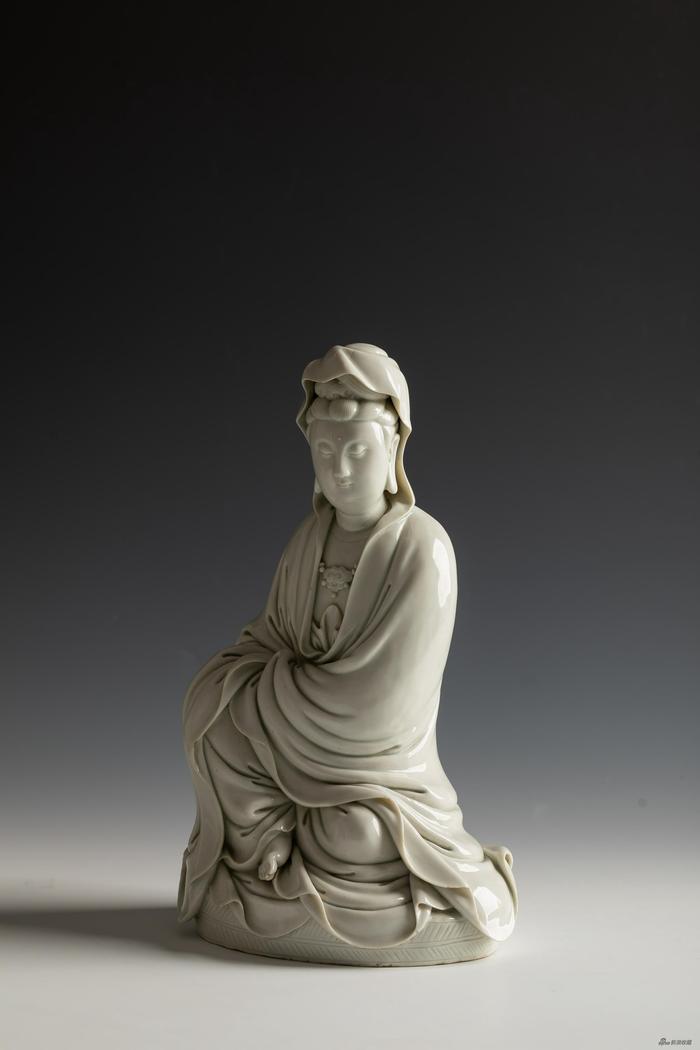 《蒲团观音》何朝宗 葫芦印阴款,27.5cm,明