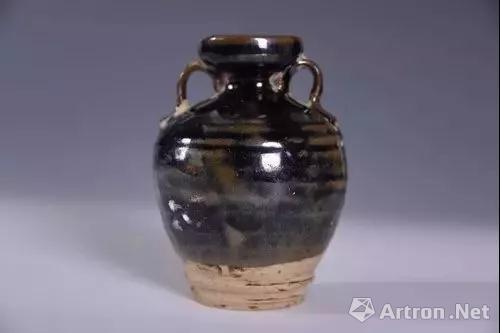 金黑釉双系瓷壶