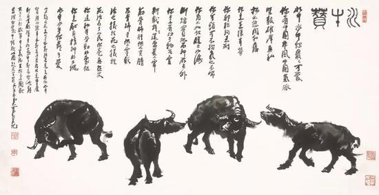 李可染《水牛赞》 68.6×137.2厘米 1985年