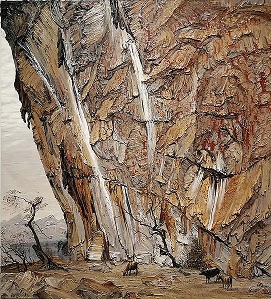 63《花山的回响》杨诚 210cm×190cm 布面油画 2017年