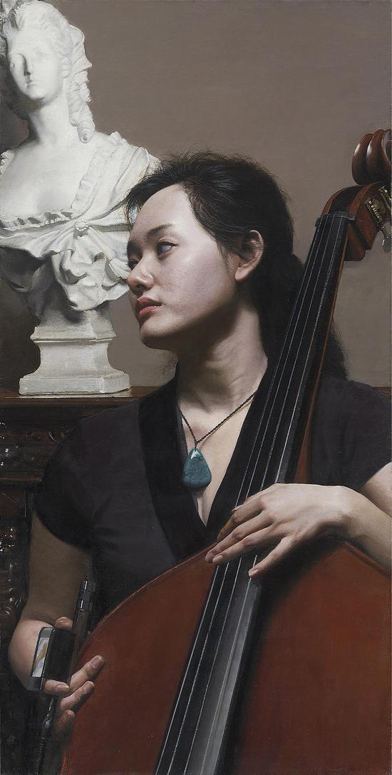 徐芒耀 《低音提琴演奏者》 80x40cm 2016年