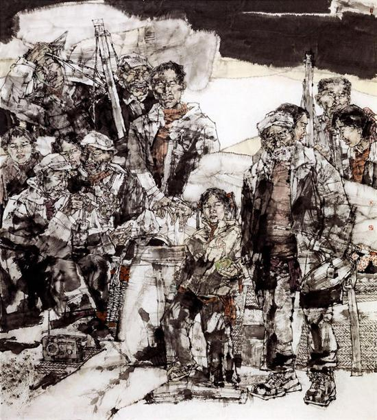 38、曹晓凌《 1978春的开典》,中国画,200cm×180cm ,2016年
