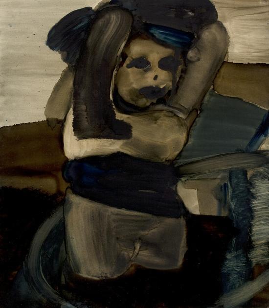 傅饶, Rao Fu, O.T.,无题, 沥青纸本, bitumen on paper, 50 x 44cm, 2007