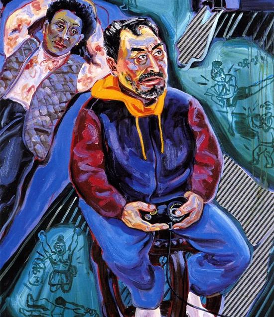 打游戏 120x80cm 布面油画 1996年
