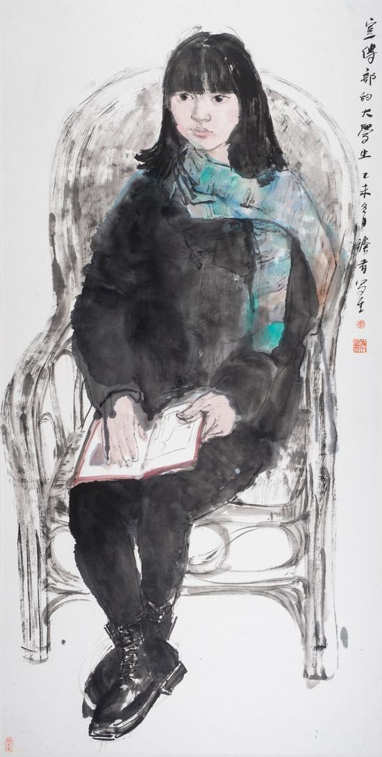 李鹏 《宣传部的大学生》 138X68cm 纸本水墨 2015年
