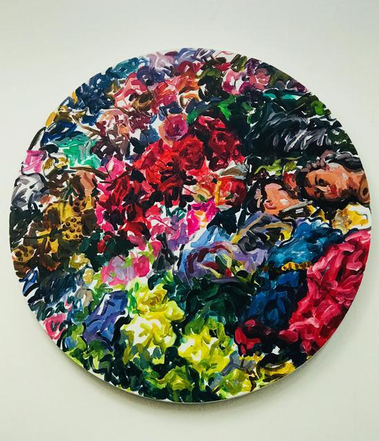 黄敏《失乐园》布面丙烯,直径120cm,2019