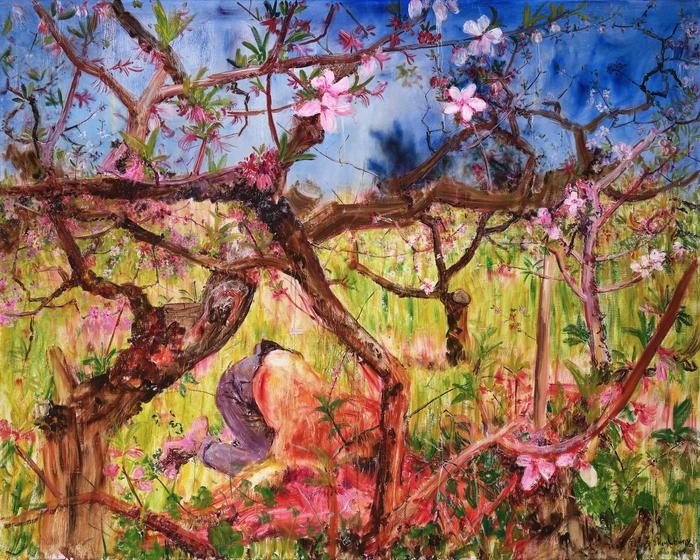 周春芽 《闻花香》 2008年作,油彩 画布,200 x 250 cm