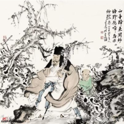 山寺归来闻好语 野花啼鸟亦欣然 69cm×69cm