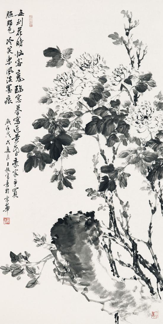 王毅 《含烟洗露》 138x69cm 纸本水墨 2018年