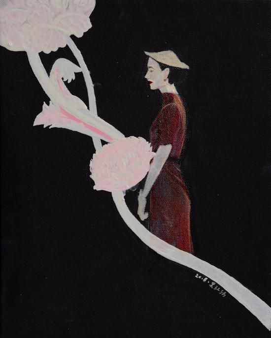 吴江涛《女人》系列3 布面油画 24x30cm 2018年