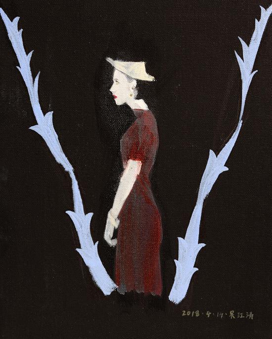 吴江涛《女人》系列1 布面油画 24x30cm 2018年