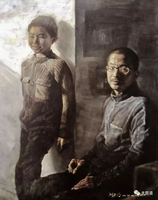 油画作品:《父与子的轮回》2008 作者:刘亚明