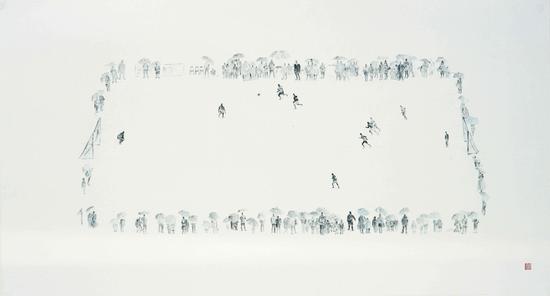 李周卫 《下半场》 纸本水墨 98cmX180cm 2013