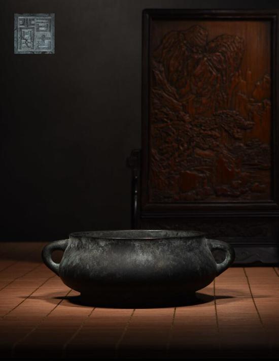 明末清初 铜蚰耳炉 ‘司古堂’款 H:5.2cm D:10.7cm W:1150g