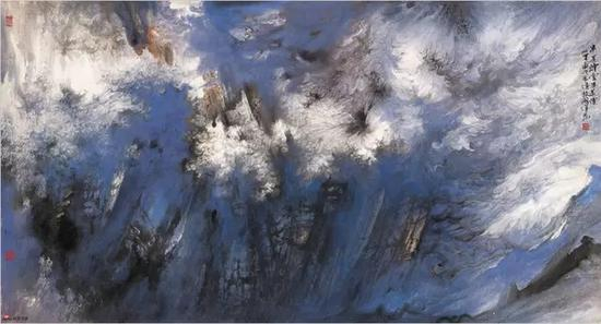 半是烟云半是仙,97x180cm,纸本