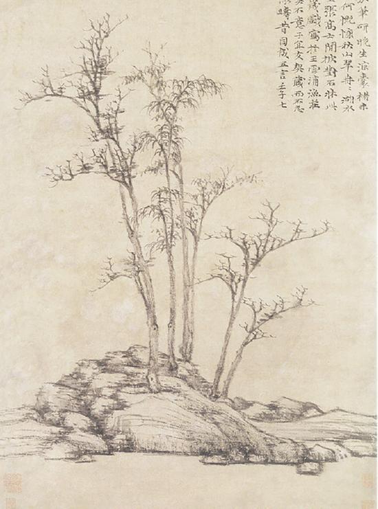 倪瓒《渔庄秋霁图》局部