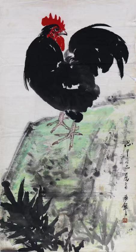 △266 张振铎《雄鸡》 尺寸:89×48cm 3.84平 纸本 镜心