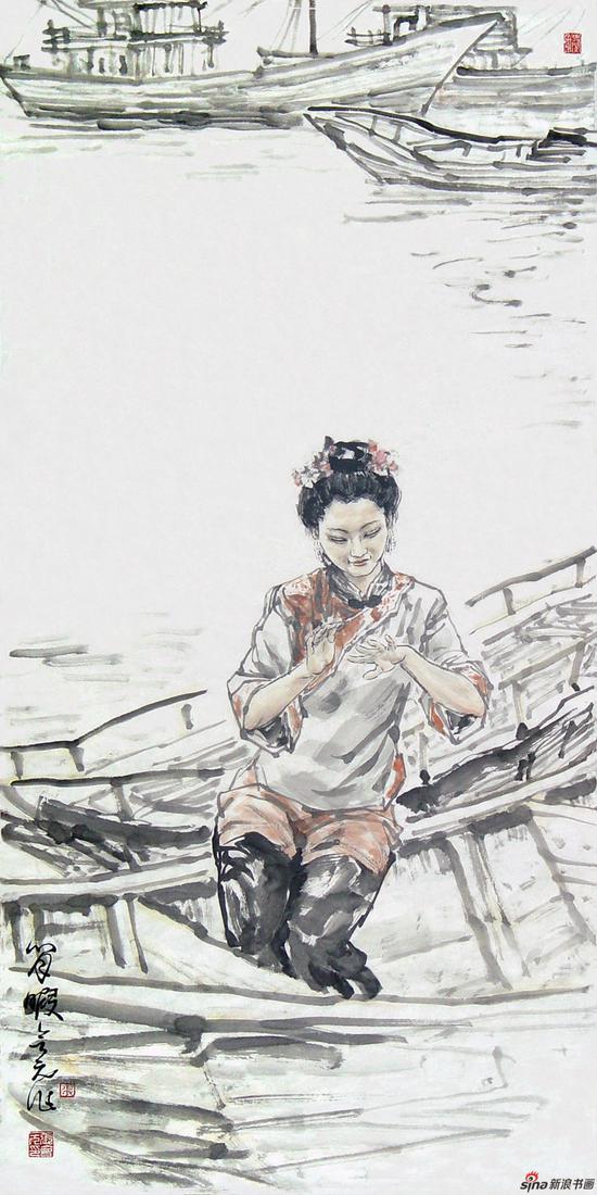 张会元作品《闲暇》 136cmX68cm 2010年