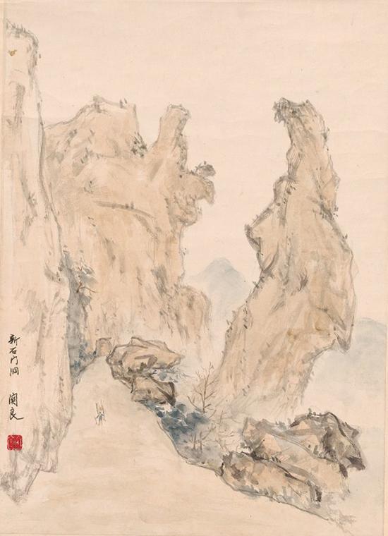 2018西泠春拍 关良(1900~1986) 新石门洞图 设色纸本 立轴