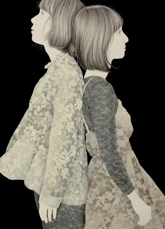 mydear 72.7x53cm Japanese paper, ink, mineral pigments, acrylic, silk screen 2019