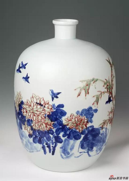 《春兰秋菊君子情青花釉里红》高:68cm