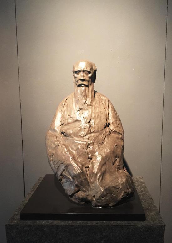 马文甲-肖像研究——冯友兰-2016-40x40x75cm-铸铜